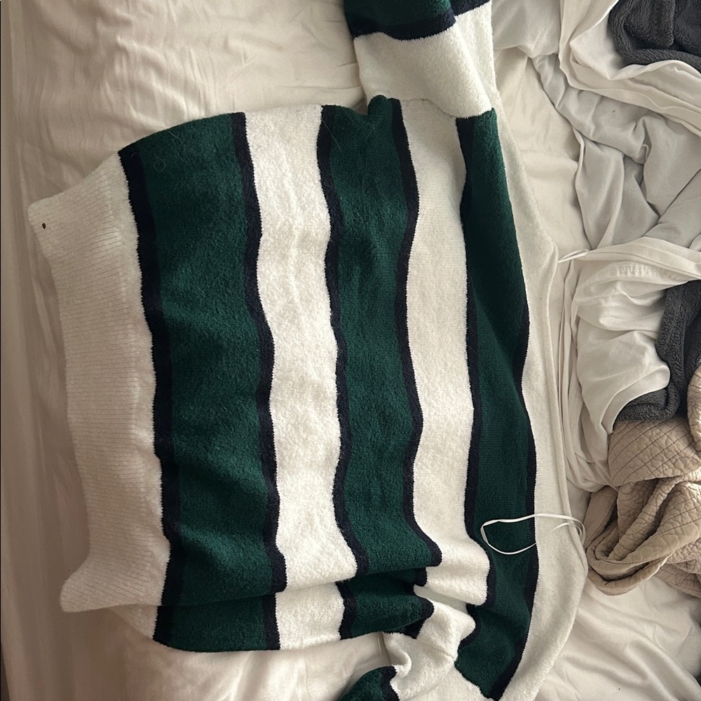 SO Women's Sweater in Green and White Stripes